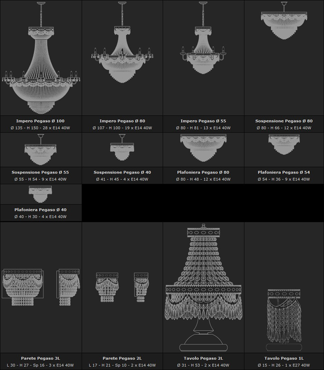 Светильники и люстры из Италии - PEGASO, на Lumiera.ru
